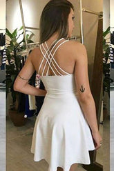 Halter Strapless Satin Tie Back Cheap Homecoming Dresses online